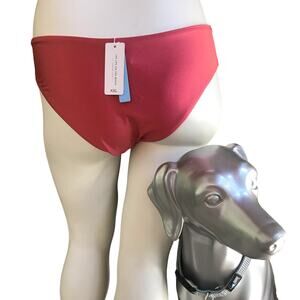 NEW Cupshe Shiny Coral Red Pink Swim Bikini Bottoms Women's Size XXL